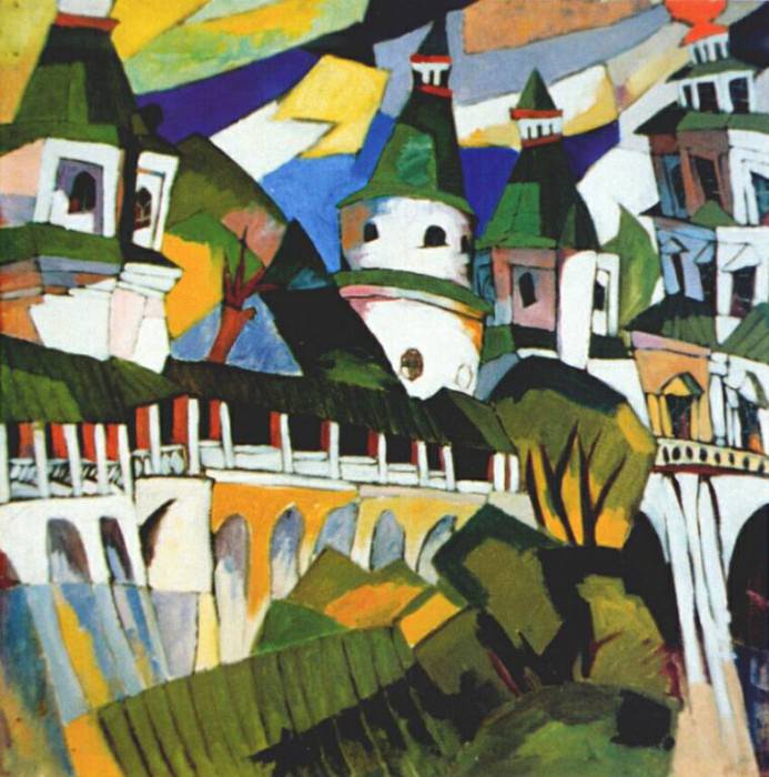 landscape, churches (new jerusalem) 1916. Aristarkh Lentulov