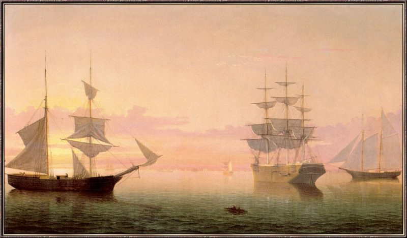 Lane Ships-at-Sunrise-sj. Фитц Хью Лейн