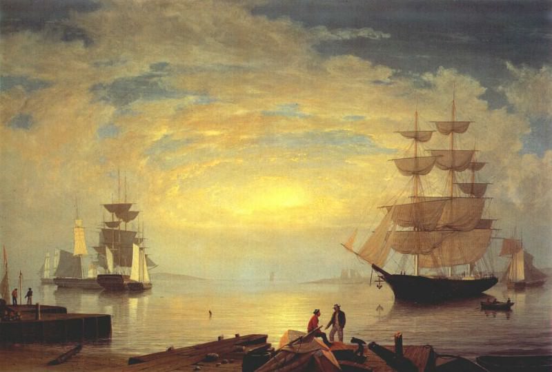 lane gloucester harbor at sunrise c1850s. Фитц Хью Лейн