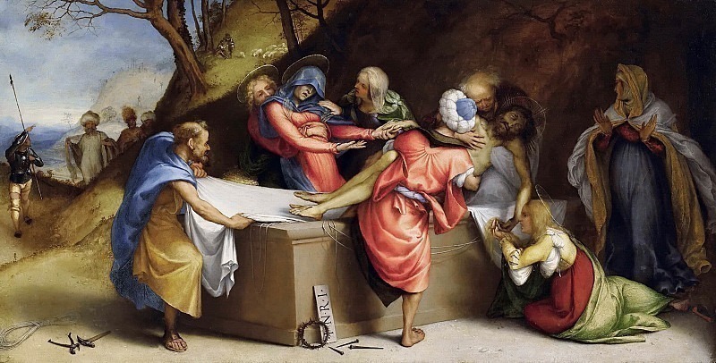 Положение Христа в гробнице (пределла алтаря Мартиненго). Лоренцо Лотто
