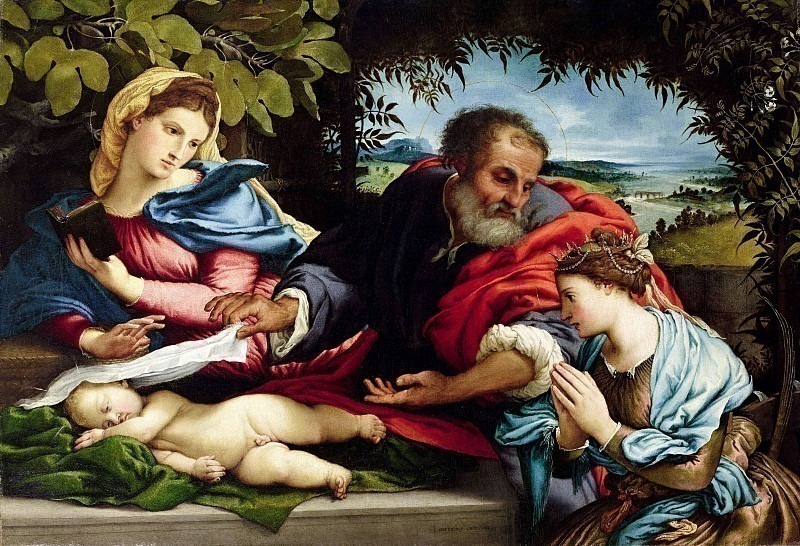 Holy family with Saint Catherine of Alexandria. Lorenzo Lotto