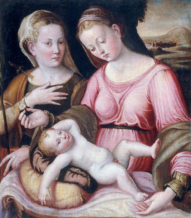 Mary With The Child And Saint Justina. Luca Longhi