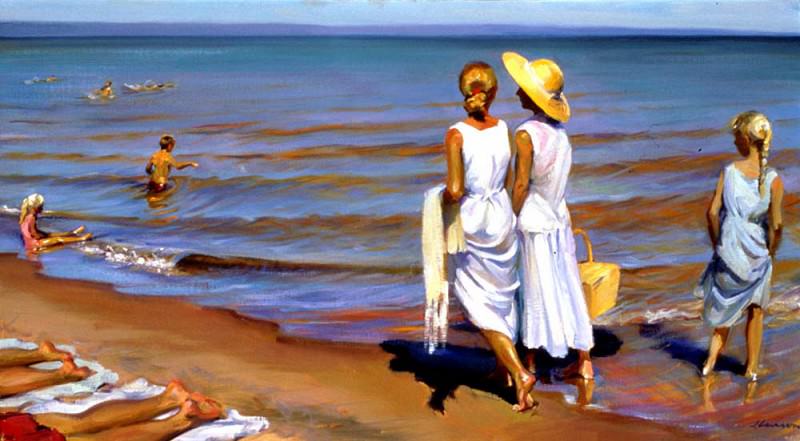 2001 A Day At The Beach 20by36in. Jeffrey T Larson