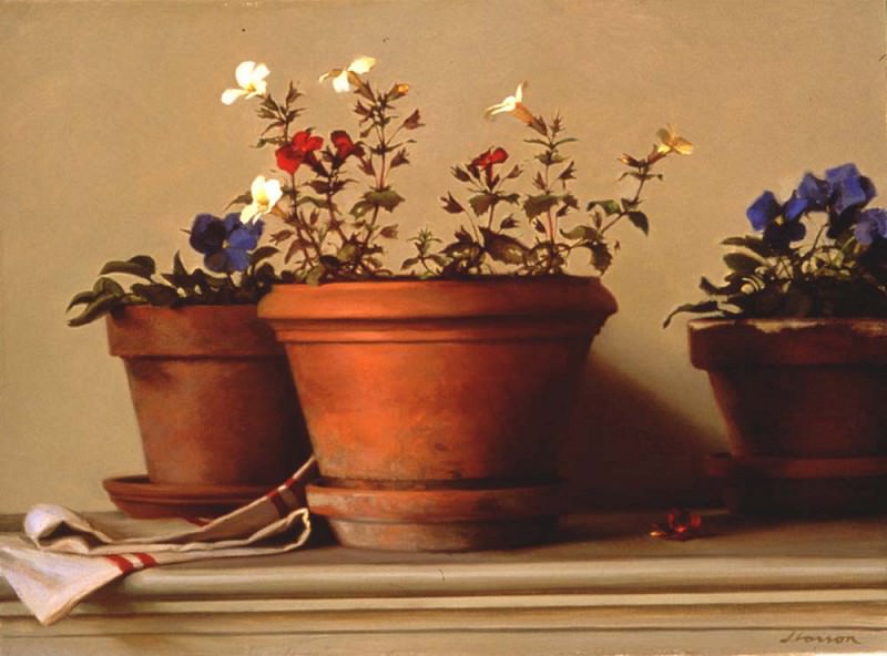 2001 Potted Flowers 18by24in. Jeffrey T Larson