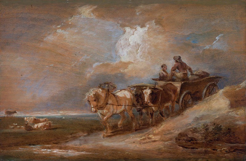Пейзаж с лошадью и телегой быков. Филипп Якоб Лютербург