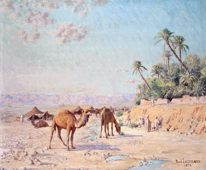 Camels at an Oasis. Jean Baptiste Paul Lazerges