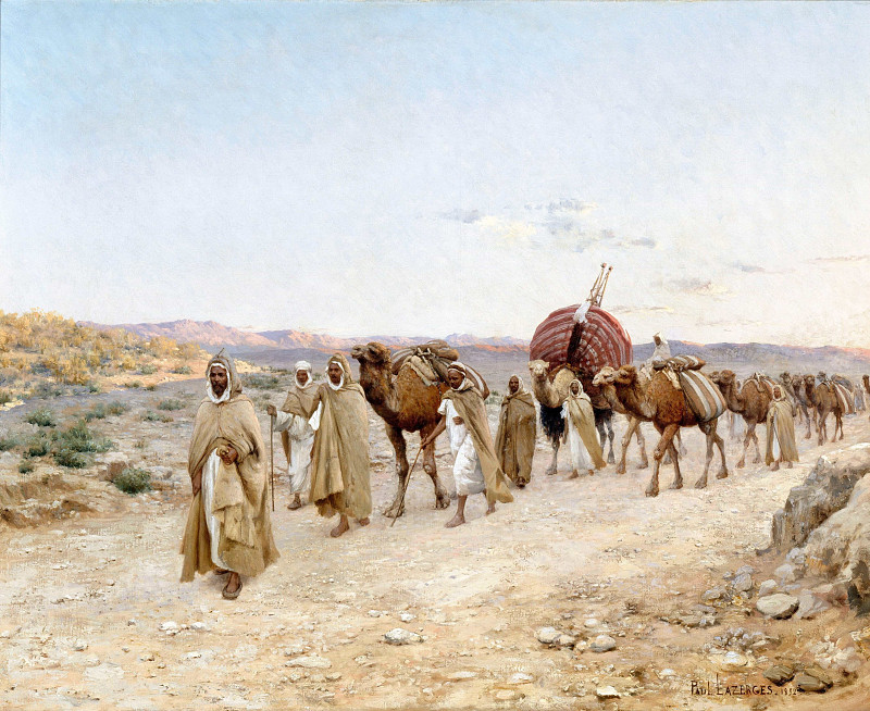 Caravan near Biskra (Algeria). Jean Baptiste Paul Lazerges