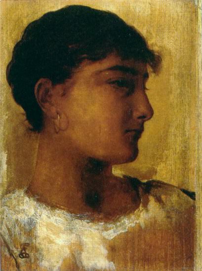 Study of a young girls head another view. Edwin Longsden Long