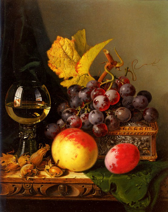 Ladell Edward A Still Life Of Black Grapes. Edward Ladell