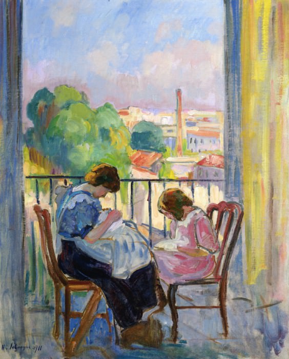 Girl Sewing at the Window. Henri Lebasque