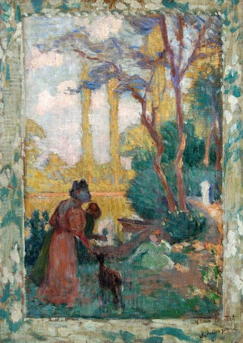 Young Woman and Children in Park. Henri Lebasque