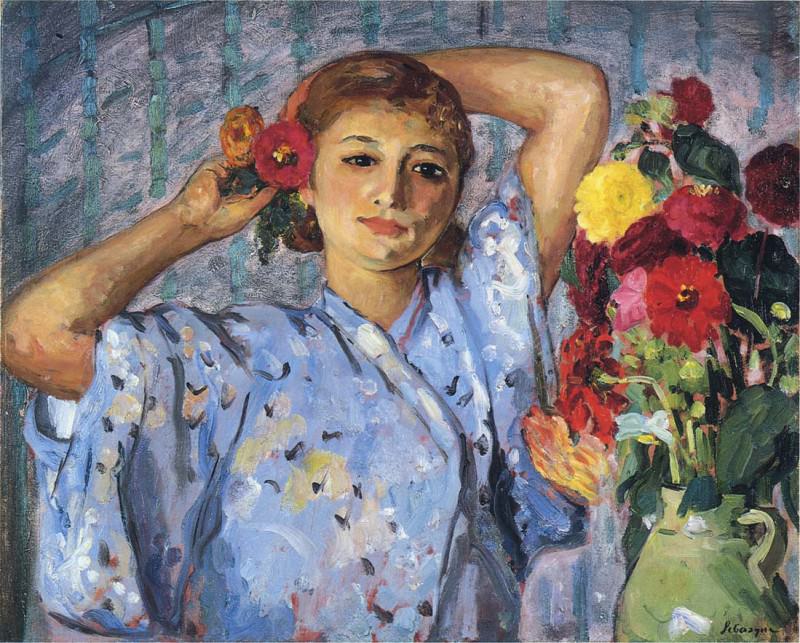 Девушка с цветами. Анри Лебаск