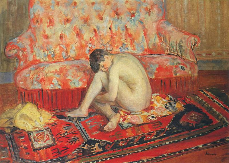 Nude on Red Carpet. Henri Lebasque