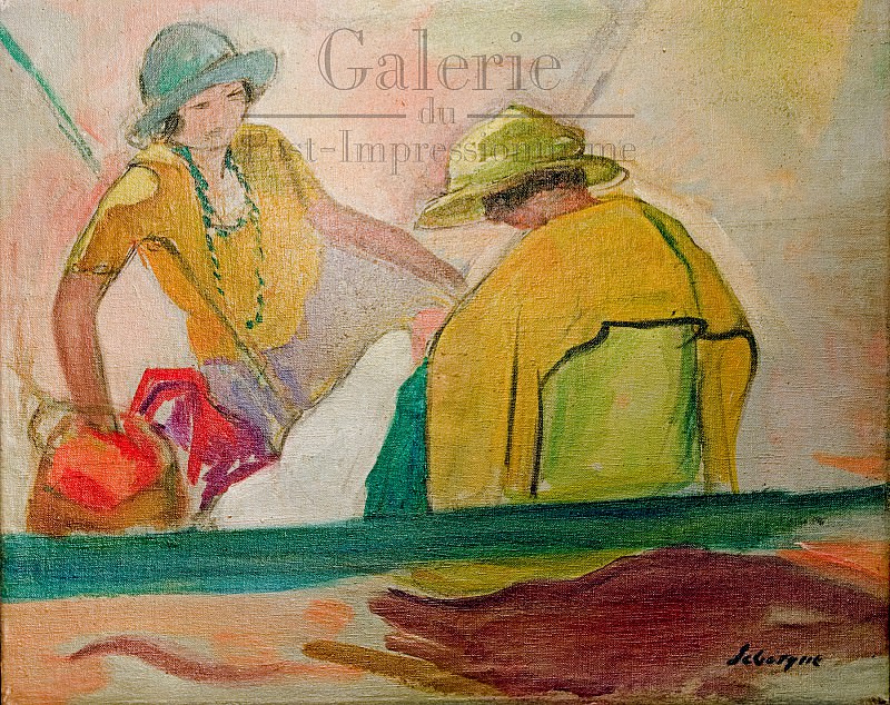 Две девушки на пляже, 1920-22. Анри Лебаск
