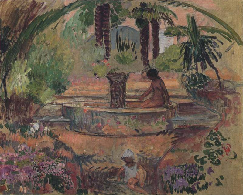 Марта и Пьер у фонтана в Сен-Максиме. Анри Лебаск
