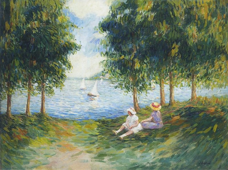 Two Young Girls by the River Eau. Henri Lebasque