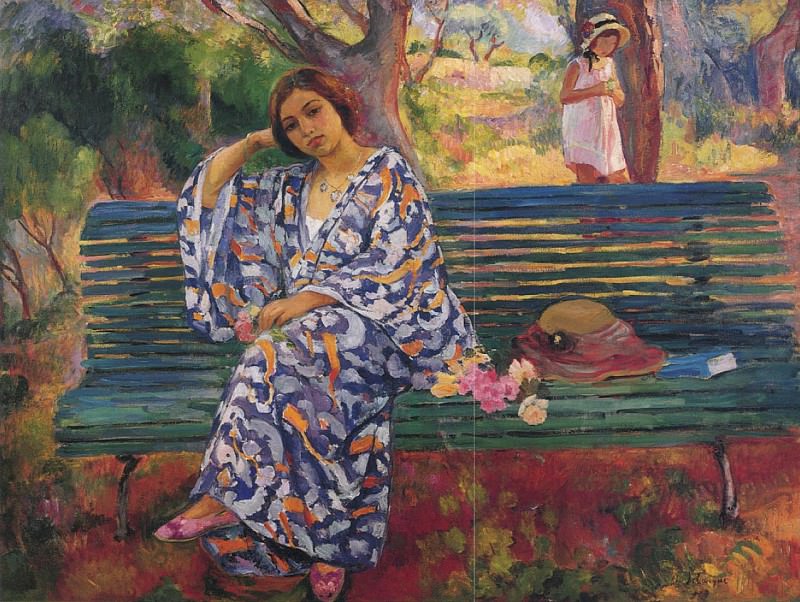 Young Woman Seated on a Bench. Henri Lebasque