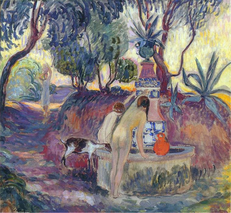 Bathers at a fountain in Saint Tropez. Henri Lebasque