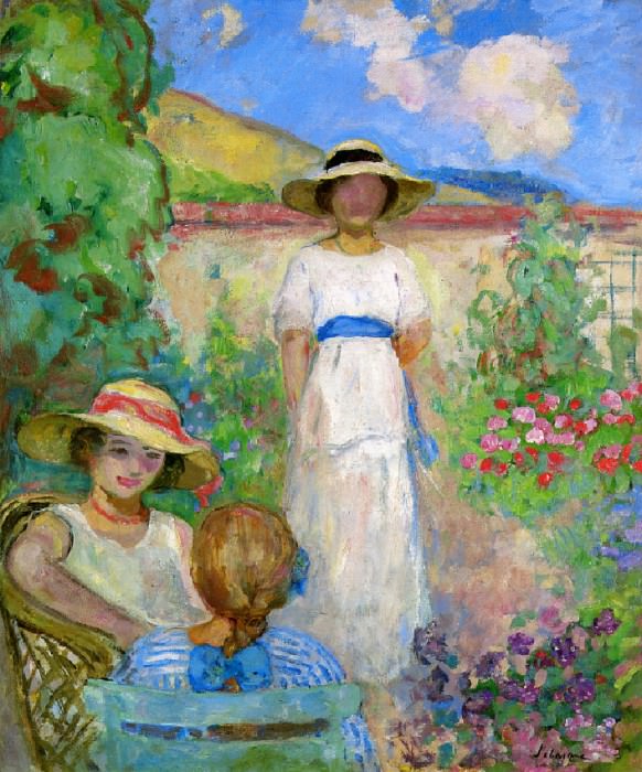 Les Andelys Three Girls in a Garden. Henri Lebasque