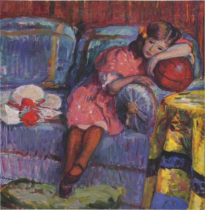 Девочка и красный мяч. Анри Лебаск