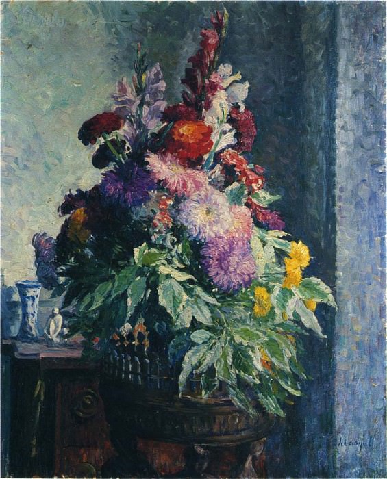 Interior with a bouquet of flowers. Henri Lebasque