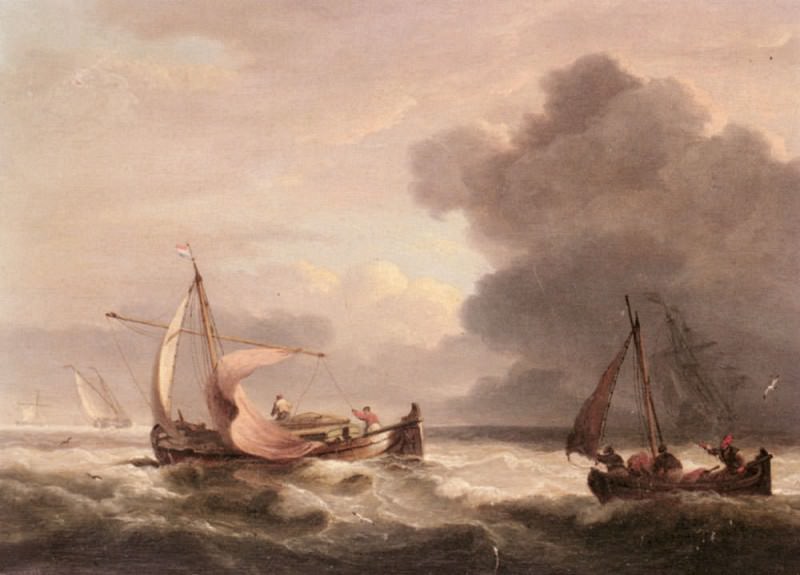 Luny Thomas Dutch Barges In Open Seas. Thomas Luny