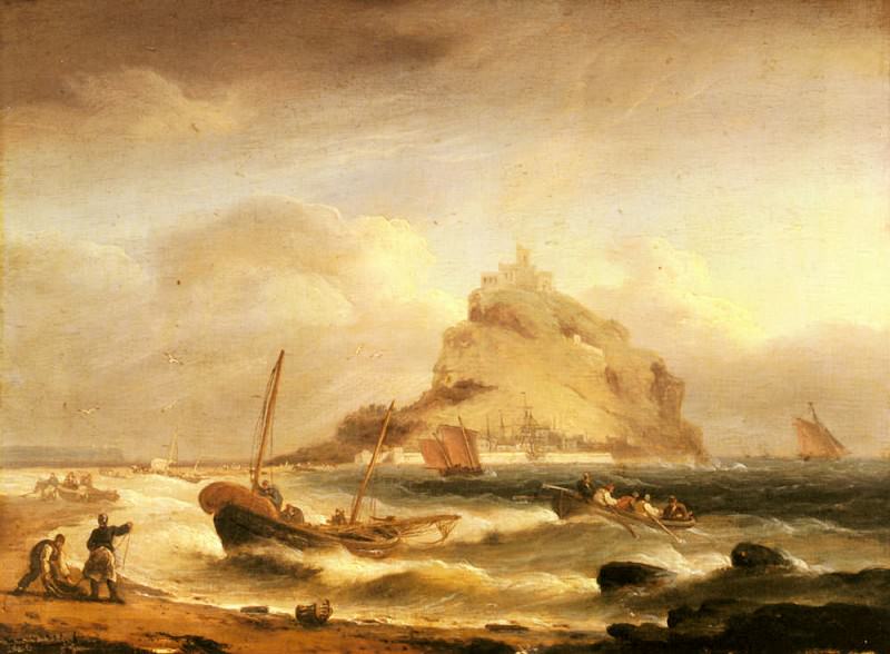 Luny Thomas Fishermen Rowing In Before St Michaels Mount. Thomas Luny