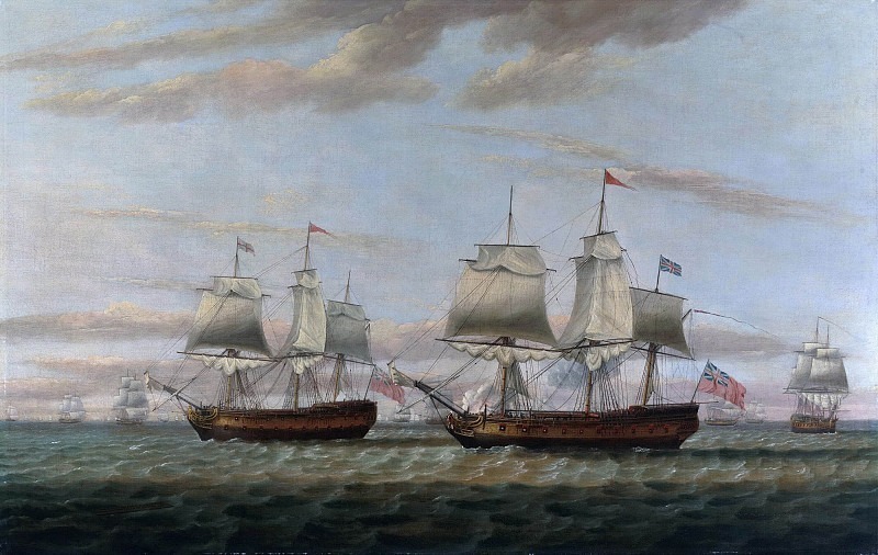 An Indiaman and a Two Decker Hove to, Said to be Thomas Dumar, Esq. in H.M. Ship ’Portland’