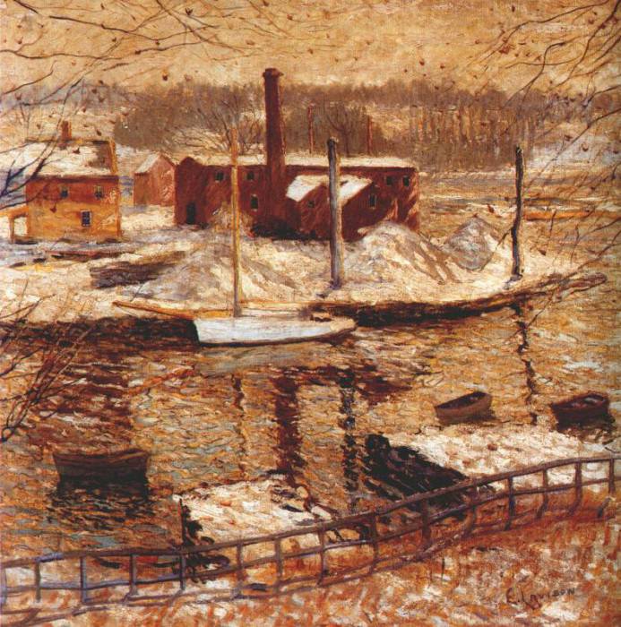 river scene in winter c1899. Ernest Lawson