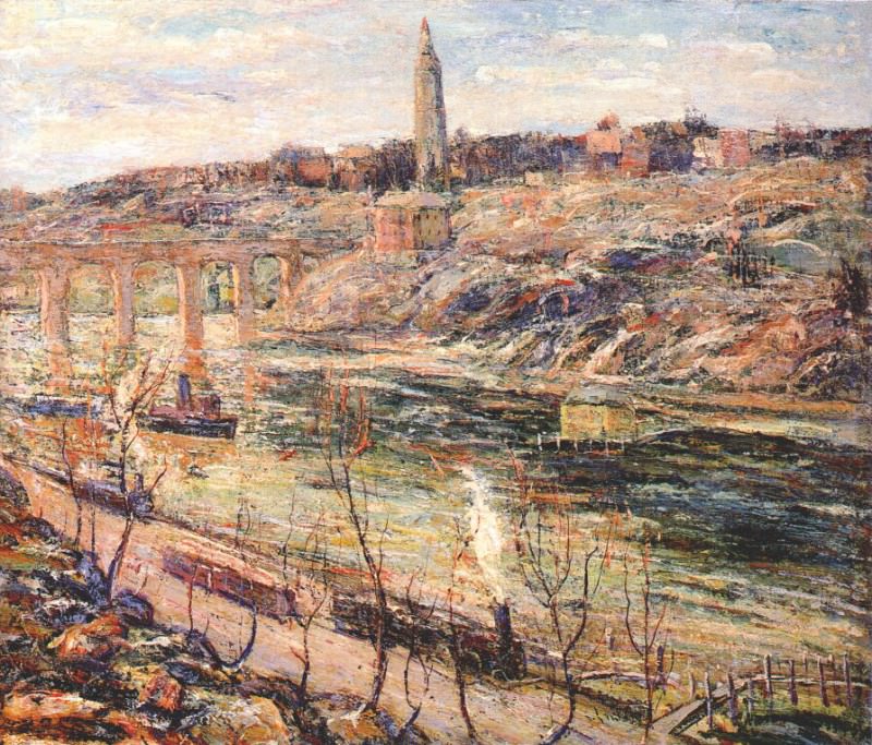 Река Харлем у высокого моста, ок.1915. Эрнест Лосон