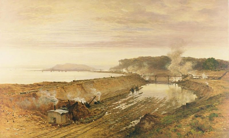 The Making of Eastham Lock on the Manchester Ship Canal. Benjamin Williams Leader
