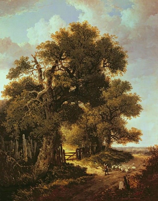 Landscape with young shepherd boy. Benjamin Williams Leader