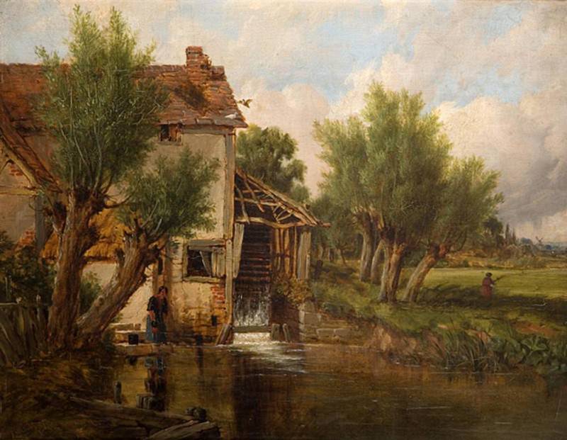 An Old Mill near Worcester. Benjamin Williams Leader
