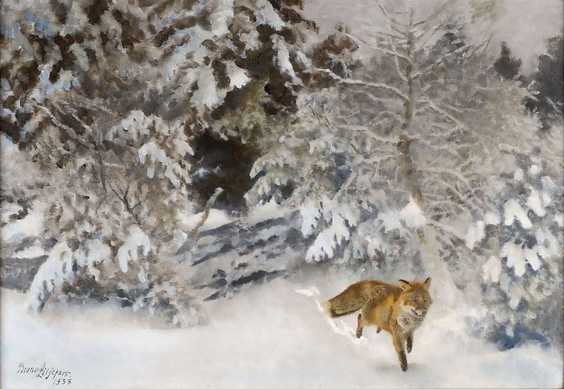Fox in Winter Landscape. Bruno Liljefors