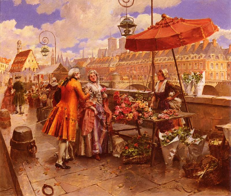 Продавцы цветом на набережной Сены. Генри Виктор Лесер