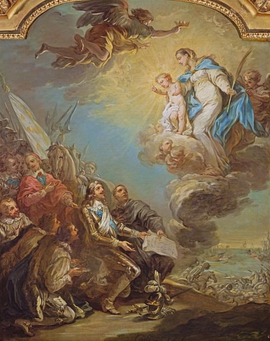 Людовик XIII (1601-43), Посвящение церкви Нотр-Дам-де-Виктуар Богородице (эскиз). Шарль Андре Ван Лоо