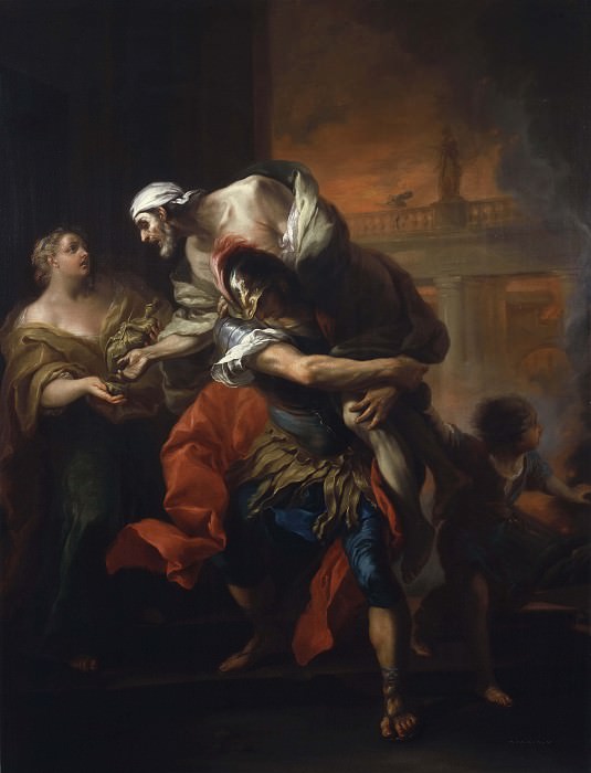 Aeneas Rescuing his Father from the Fire at Troy. Charles-André van Loo