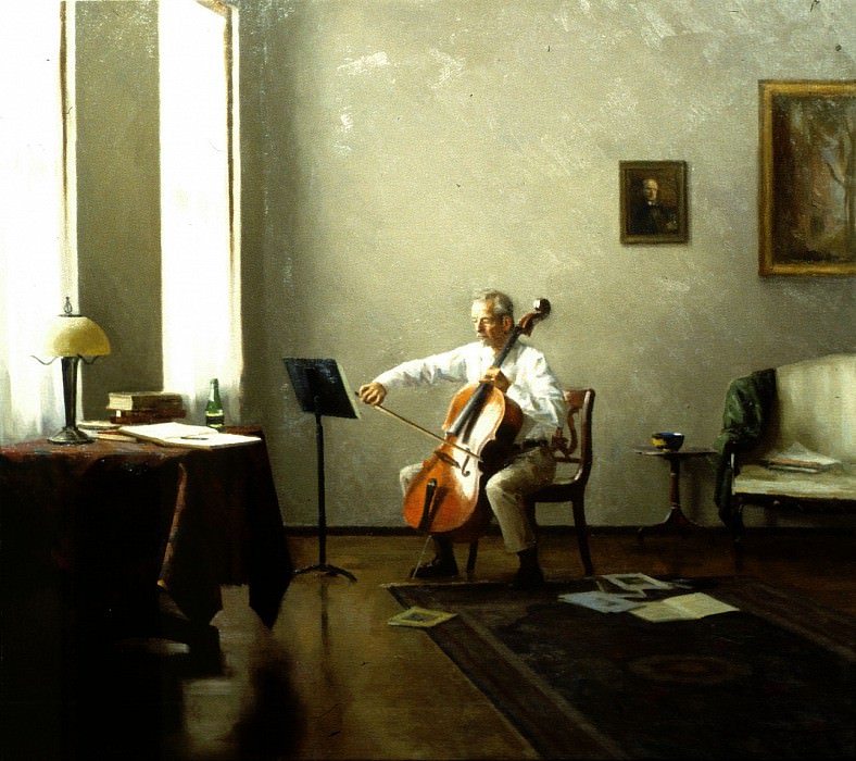 Мужчина, играющий на виолончели. Стивен Дж Левин