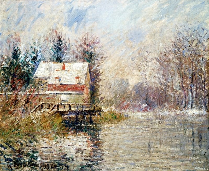 House by the Water Snow Effect 1920. Gustave Loiseau