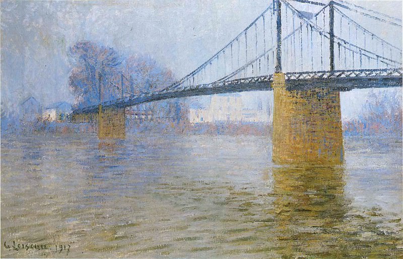 Suspended bridge at Triel 1917. Gustave Loiseau
