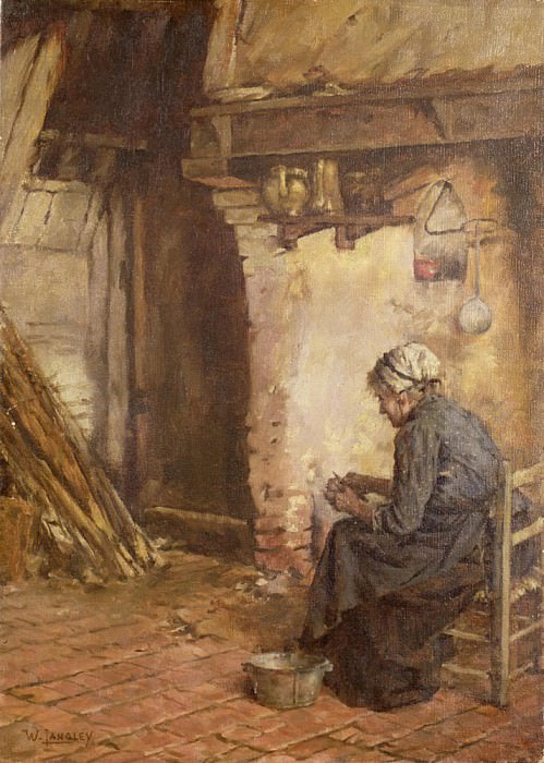 Old Woman Peeling Potatoes. Walter Langley