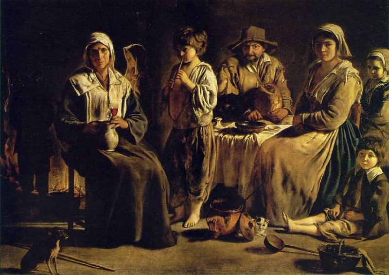 Le Nain Peasant Family in an Interior, ca 1642, 113x159 cm,. Louis & Mathieu Le Nain