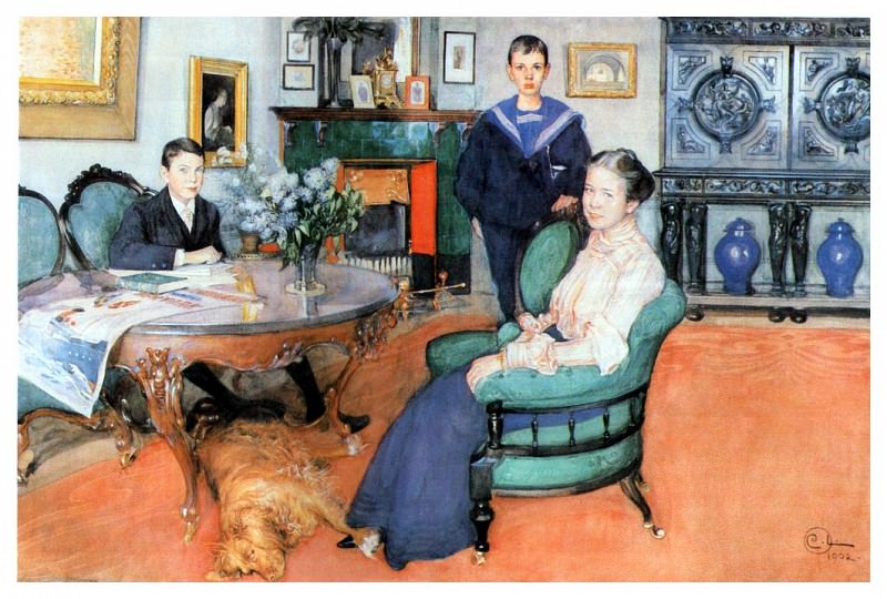 1902 Hakon, Daga and Edgar watercolor. Carl Larsson