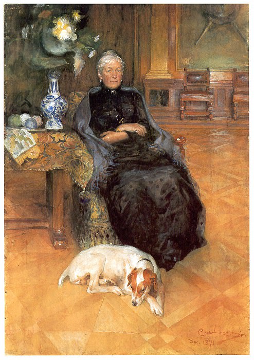 Retrato de Gothilda Furstenberg watercolour 1891. Carl Larsson