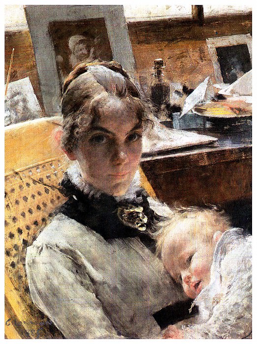 1885 Studio Idyll pastel. Carl Larsson