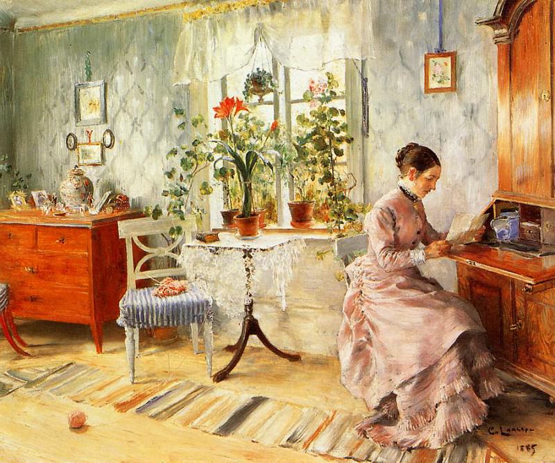 An Interior with a Woman Reading. Carl Larsson