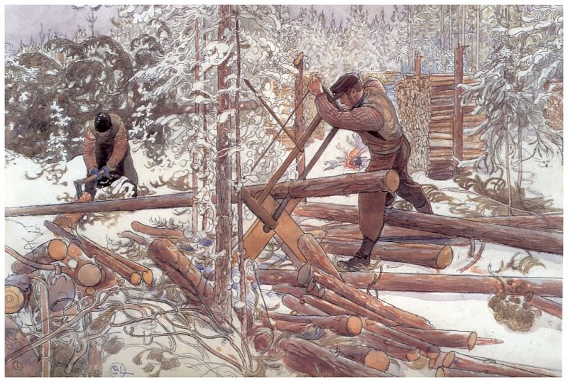 Leсadores en el bosque 1904-06. Carl Larsson