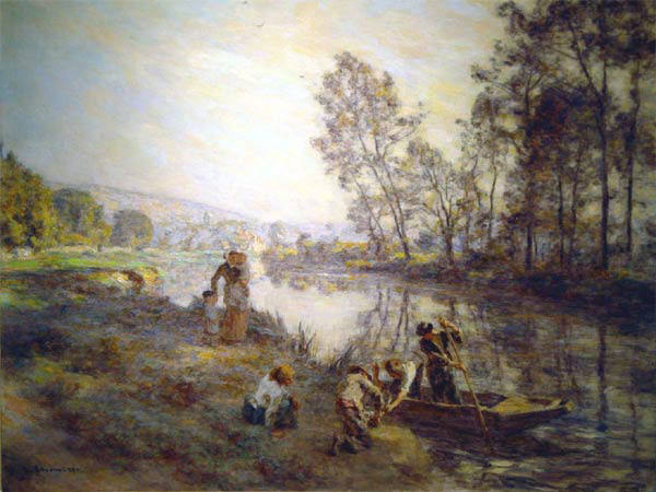  Figures by a Country Stream circa 1920, Leon Augustin Lhermitte