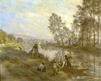 Figures by a Country Stream. Leon Augustin Lhermitte
