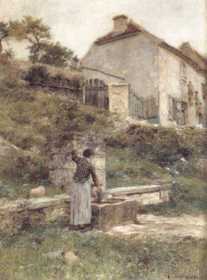 A Woman Filing Her Bucket at a Well. Leon Augustin Lhermitte